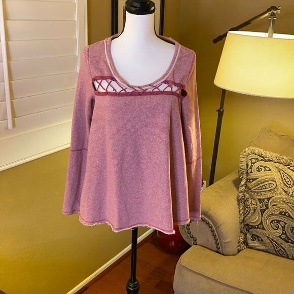 𝅺Free People Cozy Cut Out Sweatshirt, Sz S - Picture 1 of 7